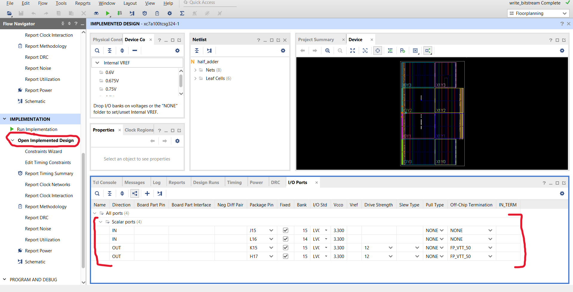 Implemented Design in Vivado 2022