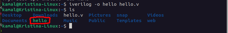 iverilog compiling output in terminal