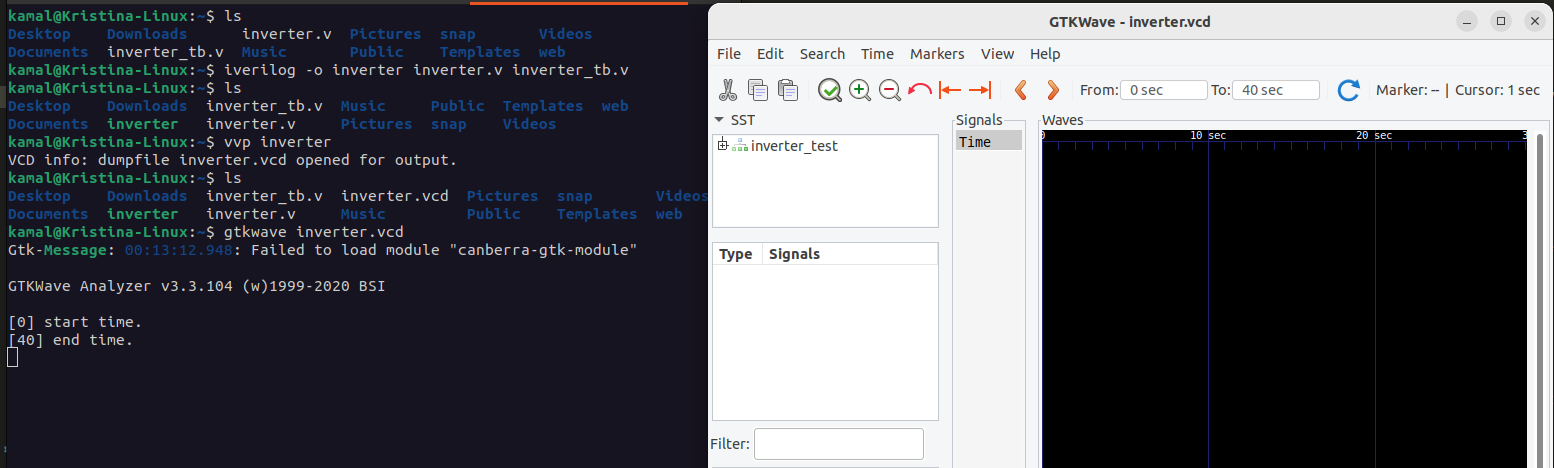 GTKwave output from terminal